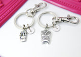 Silver French Fries Charm Keychain, Fast Food Charm, Part Time Gift, Personalized Keychain, Initial Charm, N2262D