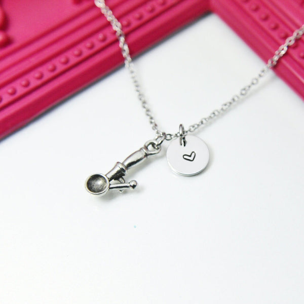 Silver Ice Cream Scoop Charm Necklace, Stainless Steel Chain Necklace, Personalized Jewelry, N506