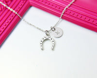 Silver Horseshoe Charm Necklace, Stainless Steel Necklace, Personalized Jewelry, N2271