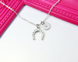 Silver Horseshoe Charm Necklace, Stainless Steel Necklace, Personalized Jewelry, N2271