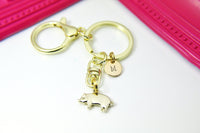 Gold Pig Charm Keychain, Farm Animal Charm, Personalized Keychain, Initial Charm, N2275