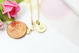 Gold Cross Charm Necklace, 18K Gold Plate Cross Charm, Stamp Initial or Zodiac Constellations, Personalized Gift, N2173