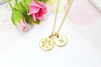 Gold Snowflake Charm Necklace, 18K Gold Plated Snowflake Charm, Hand Stamp Personalized Initial or Zodiac Constellations Gift, N2183