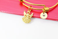 Guardian Angel Bracelet, Guardian Angel Charm Bangle, Gold Guardian Angel Charm, Birthday Gift, Christmas Gift, Personalized Initial, N286E