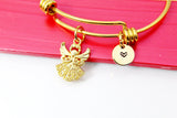 Guardian Angel Bracelet, Guardian Angel Charm Bangle, Gold Guardian Angel Charm, Birthday Gift, Christmas Gift, Personalized Initial, N286E