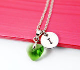 Heart Necklace, Emerald Necklace, Valentine Gift for Her, Gifts for Wife, Gifts for Girlfriend, Personalized Necklace, N2215