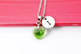 Heart Necklace, Emerald Necklace, Valentine Gift for Her, Gifts for Wife, Gifts for Girlfriend, Personalized Necklace, N2215