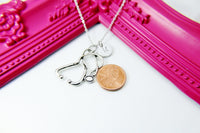 Stethoscope Necklace, Silver Stethoscope Charm, Doctor Nurse Medical Student Graduation Gift, N2228