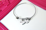 Silver Sister in Law Heart Charm Bracelet, Sister in Law Gift, Stainless Steel Bangle, Personalized Custom Monogram, N 2310