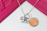 Silver Elephant Charm Necklace, Animal Charm, Mother's Day Gift, Personalized Customized Monogram, N111