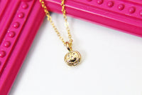 Gold Pumpkin Necklace, TINY Cute Pumpkin Charm, Halloween Gift, N2314