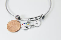 Silver Artist Palette Paint Charm Bracelet, Paint Palette Charm, Brush Pen Charm, Artist Gift, Art Teacher Gift, Personalized Custom,  N2325