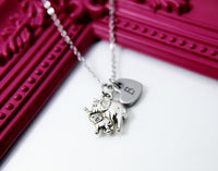 Mother Daughter Gifts, Mother and Baby Elephant Necklace, Personalized Gift, N1311G