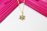 Gold North Star Necklace, Star Charm, AAA Cubic Zirconia Pendant, N2337