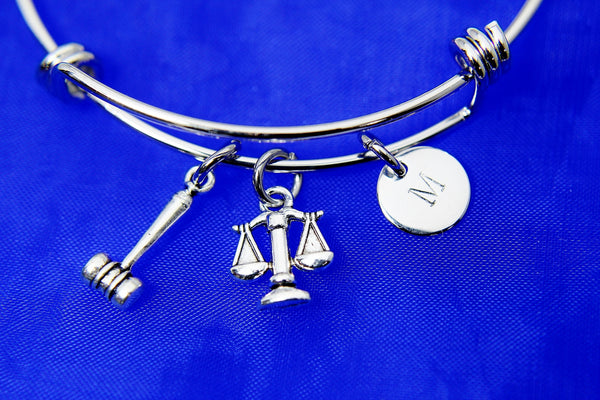 Lawyer Bracelet, Justice Scale Charm, Gavel Charm, Libra Charm, Lawyer Gift, Attorney Gift, Law School Graduate Gift, Graduation Gift, N1531