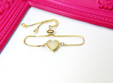 Gold Heart Bracelet, Micro Pave AAA Cubic Zirconia Heart Jewelry, G260