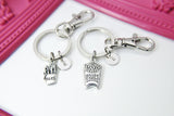 Silver French Fries Charm Keychain, Fast Food Charm, Part Time Gift, Personalized Keychain, Initial Charm, N2262D