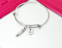 Silver Pencil Charm Bracelet, Stainless Steel Bracelet, Personalized Jewelry, N2269