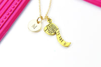 Gold Tape Measure Charm Necklace, Tape Measure  Sewing Seamstress Charm, Personalized Custom Monogram, N2565