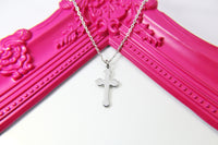 Stainless Steel Cross Charm Necklace, Silver Cross Charm, Mom Gift, Girl Gift, N2572