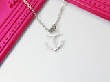 Best Christmas Gift, Silver Anchor Charm Necklace, Ship Anchor Charm, Nautical Jewelry, N2578