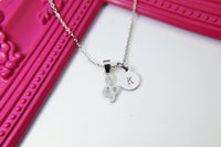 Stainless Steel Treble Clef Charm Necklace, Silver Music Note Charm, Personalized Customized Monogram Gift, N358