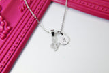 Stainless Steel Treble Clef Charm Necklace, Silver Music Note Charm, Personalized Customized Monogram Gift, N358