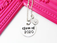 Silver Class of 2023 Charm Necklace, Years Graduation Gifts, Personalized Grad Gift, N2598