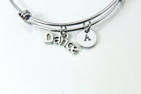 Silver Dance Charm Bracelet, Dancer Gifts, Ballet Dance Charm, Ballet Gifts, Personalized Custom Monogram, N2602