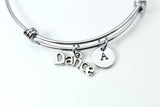 Silver Dance Charm Bracelet, Dancer Gifts, Ballet Dance Charm, Ballet Gifts, Personalized Custom Monogram, N2602