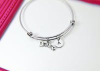 Silver Dance Charm Bracelet, Dancer Gifts, Ballet Dance Charm, Ballet Gifts, Personalized Custom Monogram, N2602