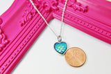 Silver Heart Mermaid Scale Charm Necklace, N816