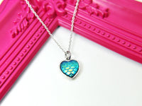 Silver Heart Mermaid Scale Charm Necklace, N816