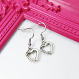 Silver Heart Charm Dangle Earrings, N2606