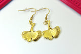 Gingko Earrings Gold Gingko Leaf Charm Dangle Earrings Gingko Leaf Charm Gingko Leaf Charm Drop Earrings Gold Earrings Leaf Jewelry