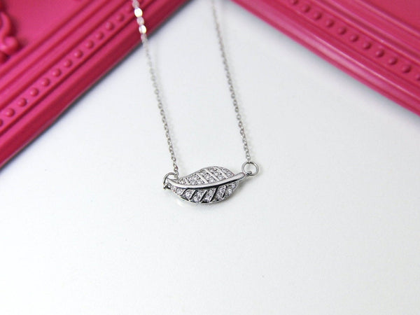 Silver Leaf Necklace, Leaf Charm, Dainty Necklace, Mother's Day Gift, Bridesmaids Gift, N4854B
