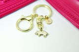 Gold Pig Charm Keychain, Farm Animal Charm, Personalized Keychain, Initial Charm, N2275