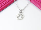 Silver Paw Charm Necklace, Dog Paw Charm, Cat Paw Charm, Pet Gift, Bear Paw Charm, Vet Gift, Customized Jewelry, N2640