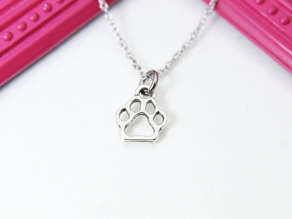Silver Paw Charm Necklace, Dog Paw Charm, Cat Paw Charm, Pet Gift, Bear Paw Charm, Vet Gift, Customized Jewelry, N2640