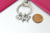 Silver Cow Charm Keychain, Cow Charm, Farmer Gift, Farm Animal Charm, Personalized Customized Monogram, N2641