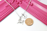 Silver Running Horse Charm Necklace, Horse Jewelry, Personalized Custom Monogram, N2645