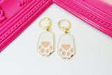 Gold Rabbit Paw Charm Earrings, Rabbit Claw Charm, Pink White Paw Jewelry, Miniature Jewelry, N2697
