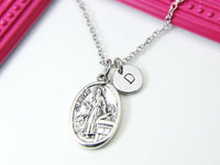 Silver Saint Luke Charm Necklace, Physicians Gift, Surgeons Gift, Personalized Custom Monogram, N2717