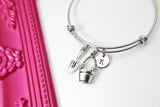 Silver Water Bucket Bracelet, Pick Spade Garden Tool Shovel Charm, Gardening Gardener Gift, Personalized, N1116-A