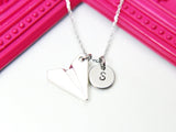 Best Christmas Gift, Silver Paper Airplane Charm Necklace, Personalized Monogram, N297-C