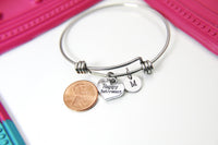 Silver Happy Retirement Charm Bracelet,  Happy Retirement Gift, Stainless Steel Bangle, Personalized Initial Jewelry, N2296