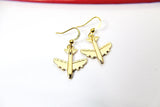 Gold Airplane Charm Earrings, Pilot Cabin Crew Air Crew Gift, Travel Jewelry, N2742