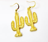 14K Gold Plated Cactus Charm Earrings, Cactus Jewelry, N2745