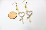 Gold Plated Flamingo Heart Charm Earrings, Bird Flamingo Heart Jewelry, N2747