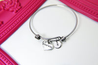 Silver Sister in Law Heart Charm Bracelet, Sister in Law Gift, Stainless Steel Bangle, Personalized Custom Monogram, N 2310